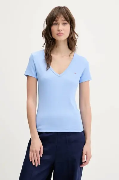 Tričko Tommy Jeans modrá barva, DW0DW17385