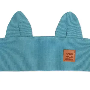 Baby Nellys Čelenka Cat s oušky pro děti Hand Made - mořská 6-12m