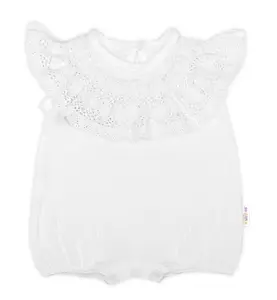 Baby Nellys Body s nohavičkami, mušelín s krajkou BOHO - bílé, vel. 86
