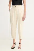 Kalhoty Elisabetta Franchi dámské, zelená barva, střih cigarette, high waist, PA06651E2