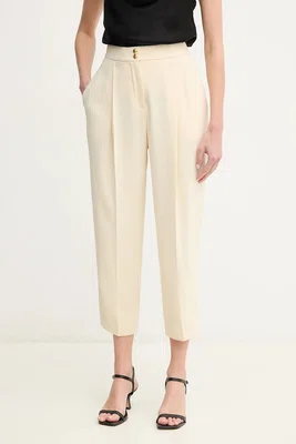 Kalhoty Elisabetta Franchi dámské, zelená barva, střih cigarette, high waist, PA06651E2