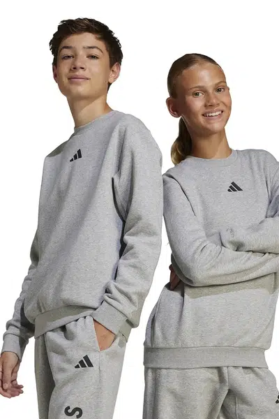 Dětské tepláky adidas šedá barva, melanžové, JC7640