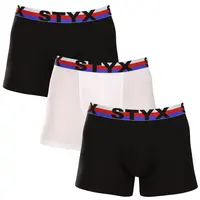 Styx 3PACK pánské boxerky long sportovní guma vícebarevné trikolóra (3U19001) XL