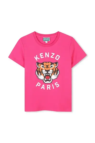 Dětské bavlněné tričko Kenzo Kids růžová barva, K61054