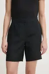 Šortky s příměsí lnu Calvin Klein černá barva, high waist, K20K208380