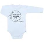 Baby Nellys Body dlouhý rukáv Made with love,  světle modré vel.  68