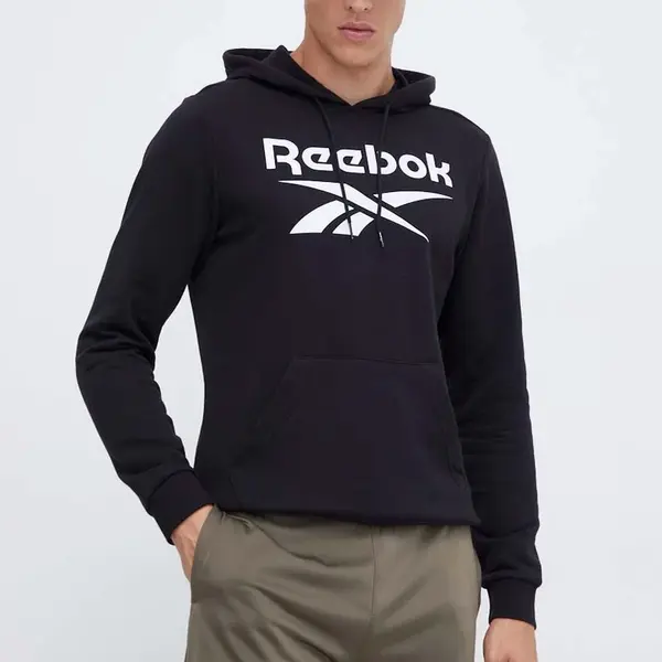 Mikina Reebok pánská, černá barva, s kapucí, s potiskem