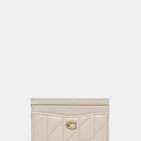 Kožené pouzdro na karty Coach Essential Card Case béžová barva