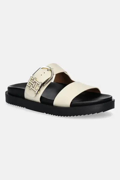 Kožené pantofle Tommy Hilfiger LEATHER SPORTY MULE