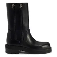 Kožené kotníkové boty Giuseppe Zanotti Morris dámské, černá barva, na plochém podpatku, I470012.002