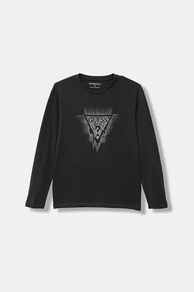 Dětské bavlněné tričko s dlouhým rukávem Guess