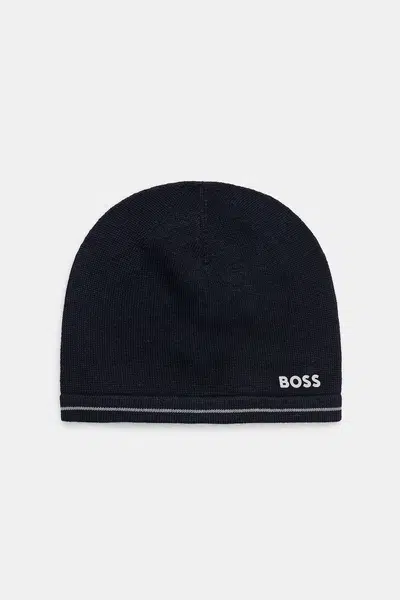 Čepice s příměsí vlny BOSS Green tmavomodrá barva, 50550255