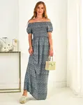 Resti Navy blue floral women's maxi dress - Clothing