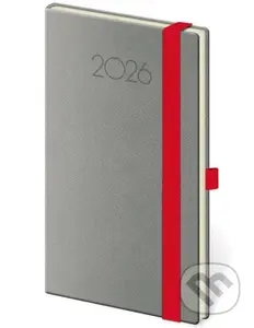 Kapesní diář 2026 New Praga tmavě šedý s gumičkou
