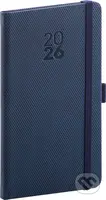 NOTIQUE Vreckový diár Diamante 2026 (modrý) (horizontálny, s pútkom na pero, elastické zatváranie)