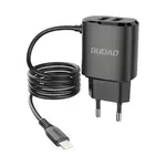 Nabíjačka 2x USB so vstavaným USB káblom Lightning 12W čierna H14090