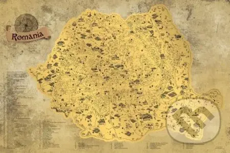 Stírací mapa Rumunska Deluxe - zlatá