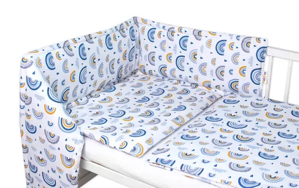 3-dielna sada Mantinel s obliečkami -Dúha, modrá