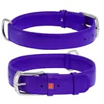 Plochý kožený obojok fialovej farby, Obvod krku: 30-39 cm, širka: 20 mm