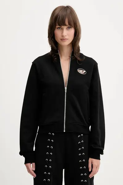 Bavlněná mikina Diesel F-FLACIN dámská, černá barva, hladká, A16842.0BMBJ