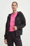 Mikina Guess OLYMPE dámská, černá barva, s kapucí, hladká, V4YQ06 KCAY2