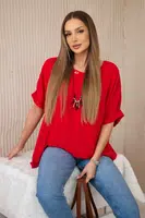 Kesi Włoski Oversized halenka s přívěskem červený