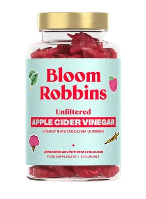 BLOOM ROBBINS Vitamíny na trávení a energii s nefiltrovaným jablečným octem 60 ks