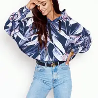 Navy blue oversize hoodie Cocomore floral prints