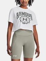 Under Armour Tričko UA COLLEGIATE CREST CROP SS-WHT - Dámské