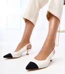 Gemre White fabric low heel pumps Cassie