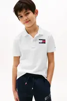 Dětská bavlněná polokošile Tommy Hilfiger bílá barva, hladká, KB0KB09711