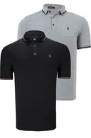 DVOJITÝ SET T8586 DEWBERRY PÁNSKÉ TRIČKO-ČERNO-ŠEDÉ