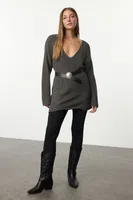 Trendyol Anthracite More Sustainable Wide Pattern Basic Knitted Sweater