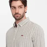 Ombre Men's cotton REGULAR FIT shirt with fine stripes - beige