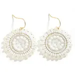 Bohemian Flat Round Iron Glass Seed Beads Dangle Earrings