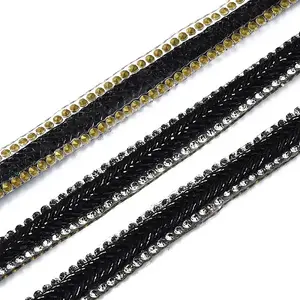 Hotfix with Two Rows Crystal Rhinestone and Melt Chains
