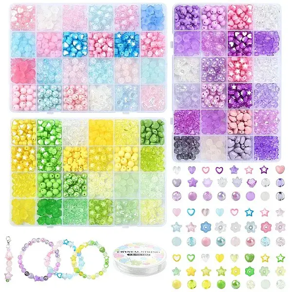 DIY Mixed Shapes Acrylic Beads Bracelets Making Kits