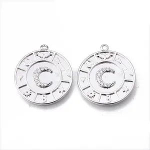 Brass Micro Pave Clear Cubic Zirconia Pendants