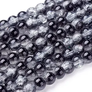 Spray Painted Crackle Glass Beads Strands
