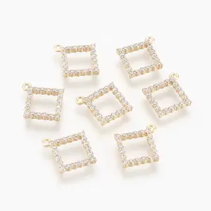 Brass Micro Pave Cubic Zirconia Charms