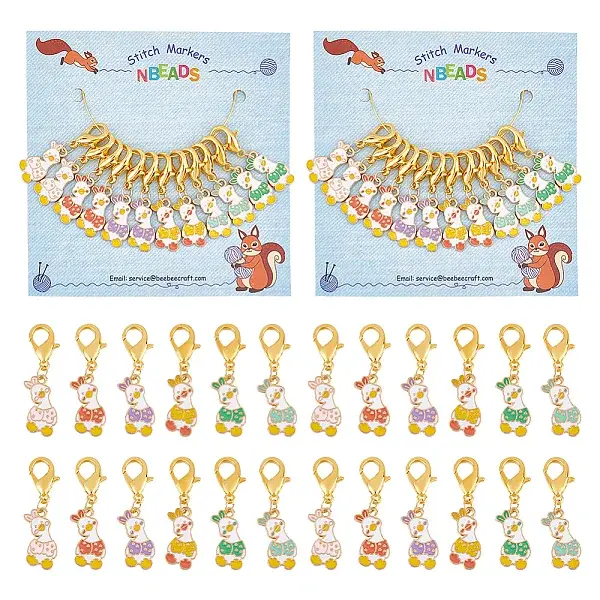 Alloy Enamel Duck Pendant Locking Stitch Markers