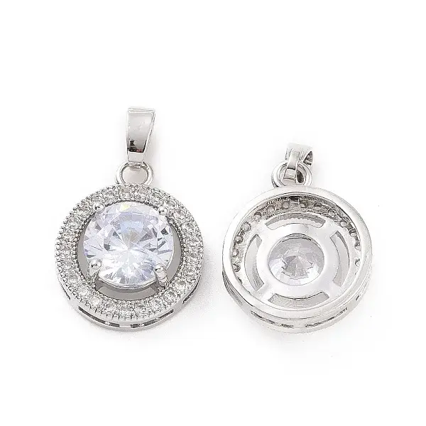 Brass Micro Pave Clear Cubic Zirconia Pendants