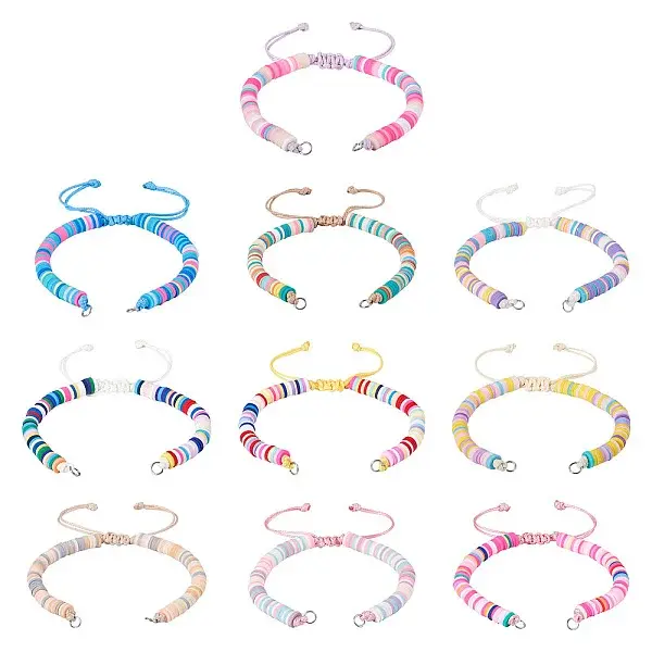 10Pcs Handmade Polymer Clay Bead Bracelets Making