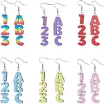 6 Sets 6 Colors Wood Dangle Earrings with Iron Pins