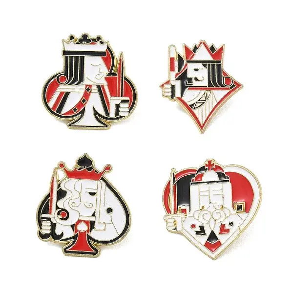Playing Card King Theme Printed Alloy Alloy Lapel Pin Backs for Backpack Clothes