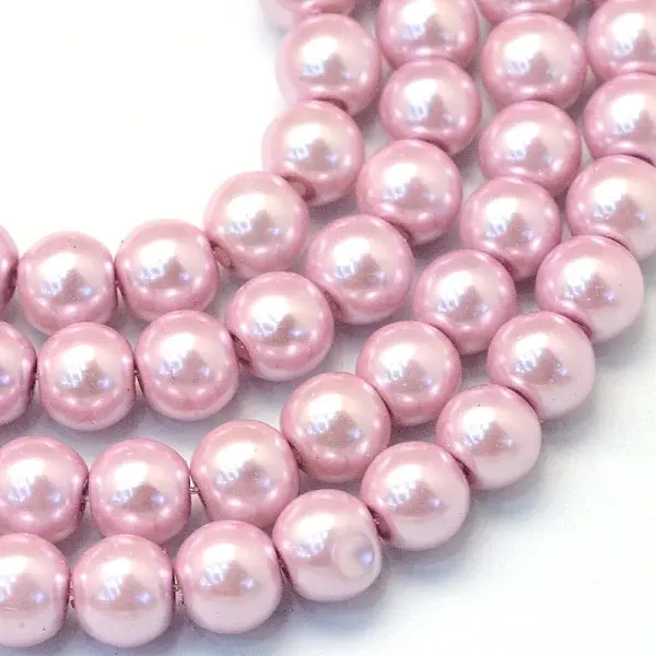 Baking Paint Pearlized Glass Pearl Round Bead Strands