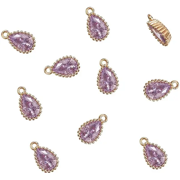 10Pcs Brass Micro Pave Cubic Zirconia Charms