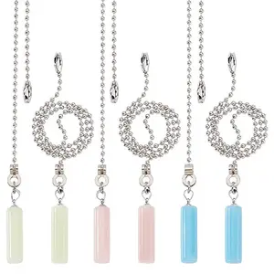 6Pcs 3 Colors Synthetic Luminous Stone Charms Ceiling Fan Pull Chain Extenders
