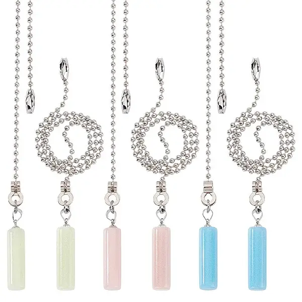 6Pcs 3 Colors Synthetic Luminous Stone Charms Ceiling Fan Pull Chain Extenders