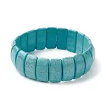 Synthetic Turquoise Rectangle Beaded Stretch Bracelets